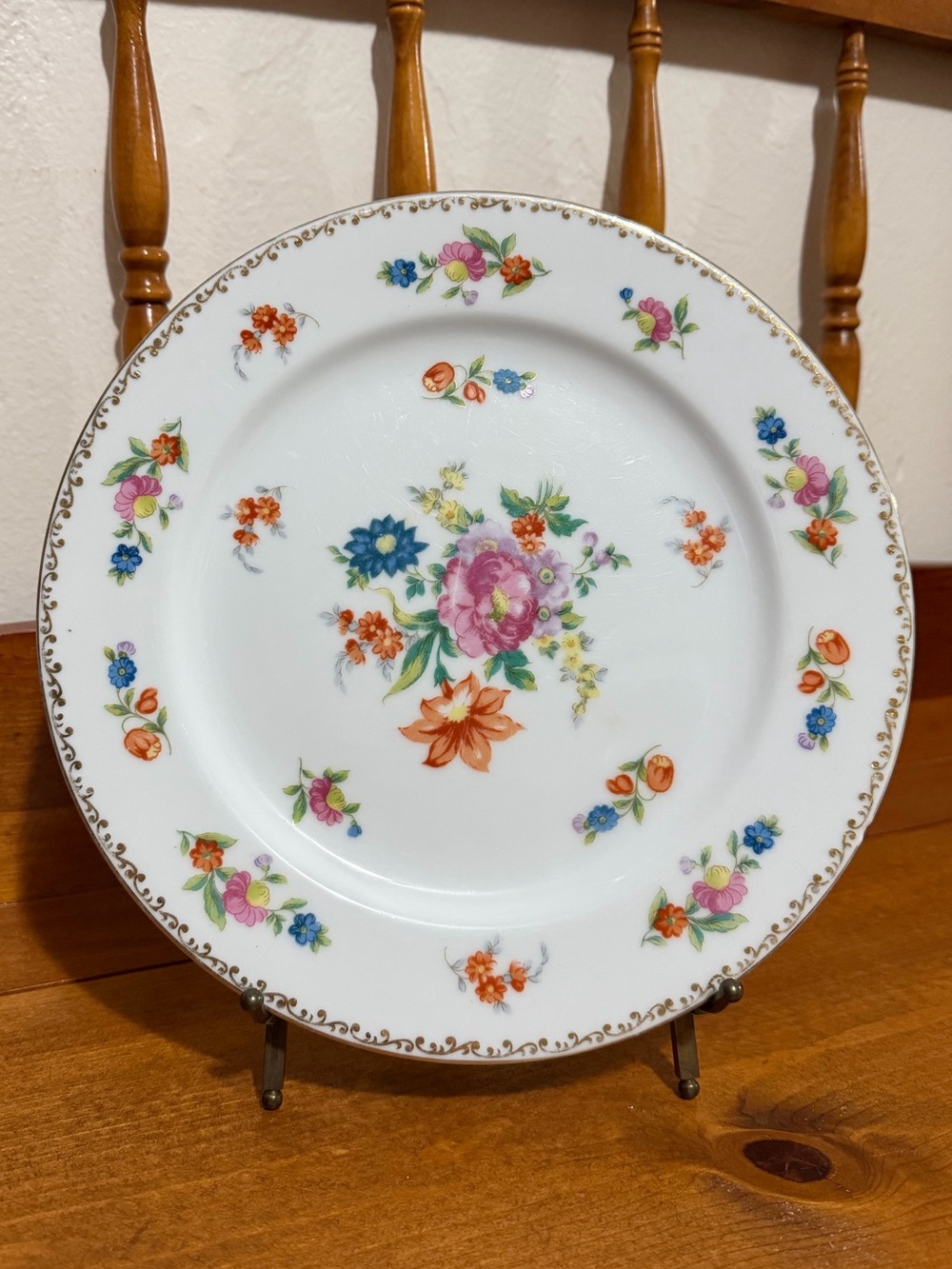 Vintage Noritake Dresdina Hand Painted Floral Dinner Plate Japan Gold Trim